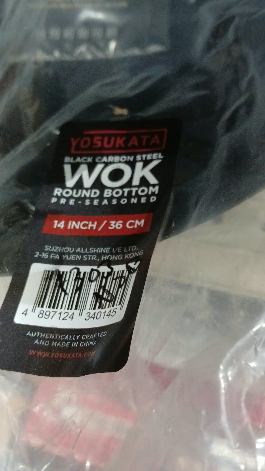 YOSUKATA 14 Black Carbon Steel Wok with Round Bottom