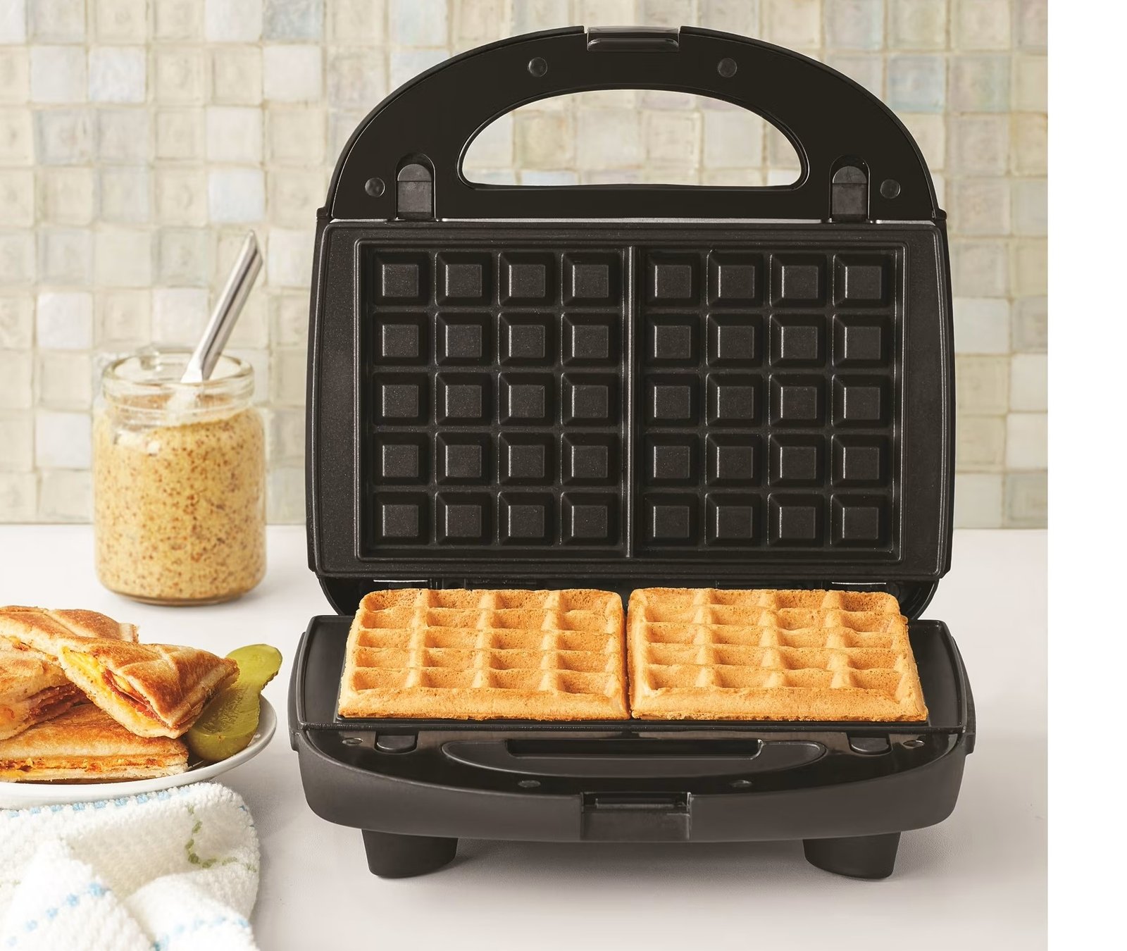 Mainstays Black 2 in 1 Waffle and Sandwich Maker