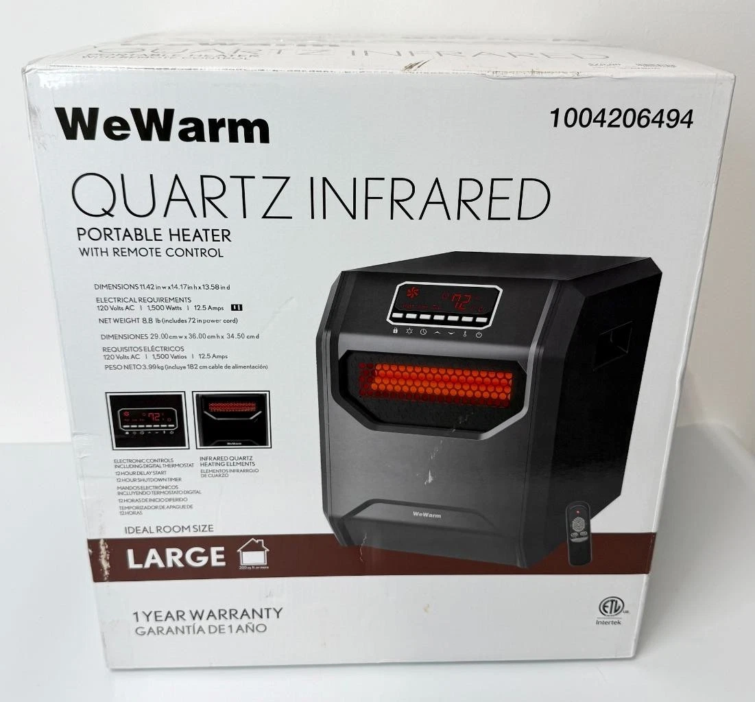 LifeSmart LifePro 1500W 6 Element Infrared Large Room Space Heater w/ Remote