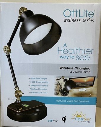 OttLite LED Table Lamp with Wireless Charging Base