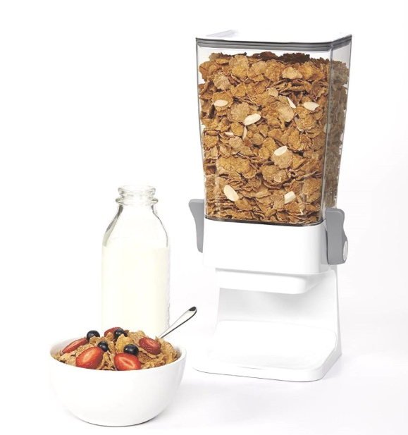 Cereal Dispenser Countertop, Oatmeal Container Storage, Large Capacity Dry Food Dispenser Kitchen for Rice,Beans, Candy and Snacks,Nuts. (White)