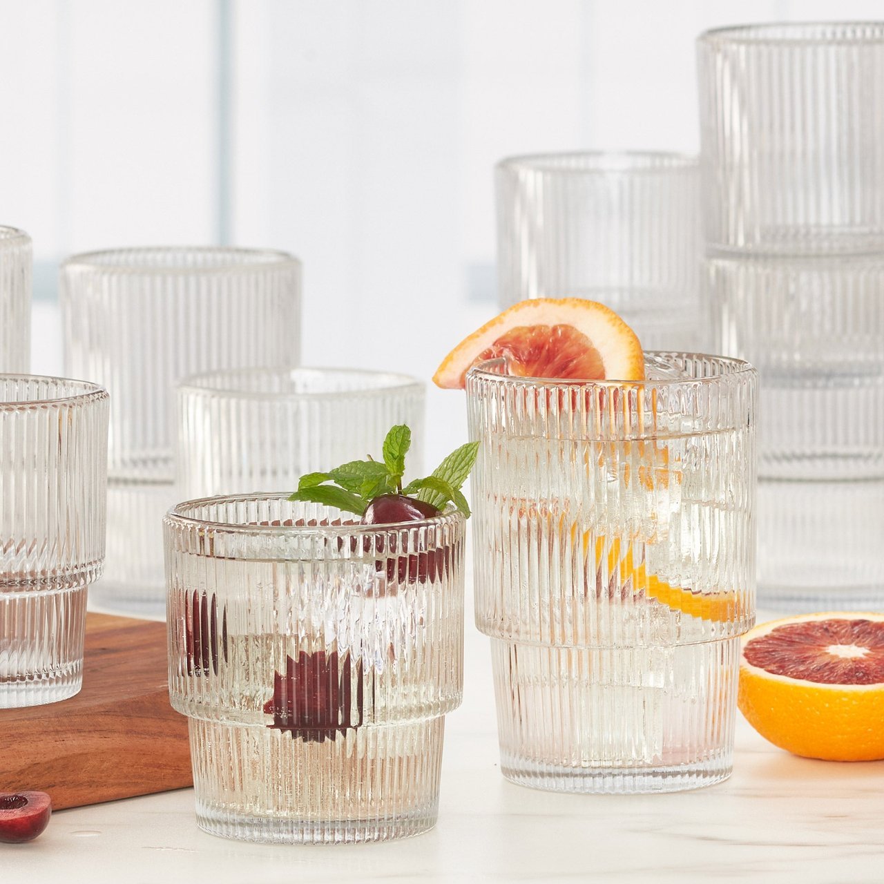 Anchor Hocking Anniston Drinking Glasses Set 16 Piece Set