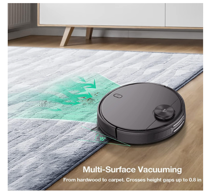 WYZE Robot Vacuum with LIDAR Mapping Technology, 2100Pa Suction, No-go Zone, Wi-Fi Connected, Self-Charging, Ideal for Pet Hair, Hard Floors and Carpets