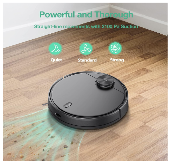 WYZE Robot Vacuum with LIDAR Mapping Technology, 2100Pa Suction, No-go Zone, Wi-Fi Connected, Self-Charging, Ideal for Pet Hair, Hard Floors and Carpets