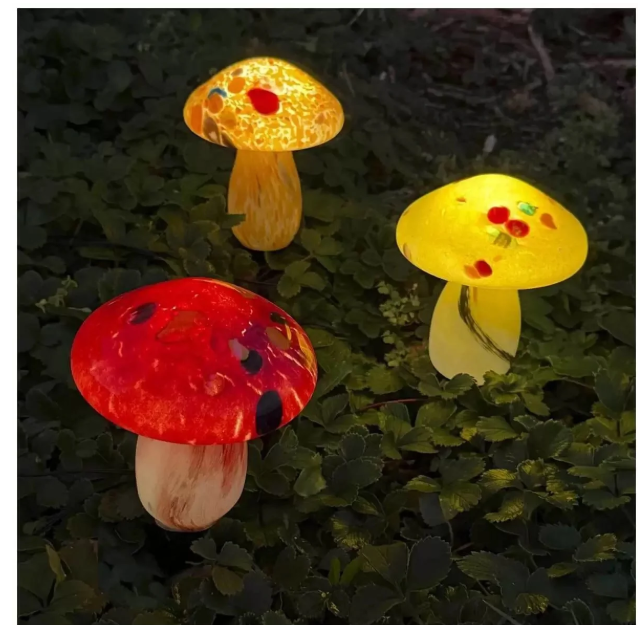 Infinity X1 Solar Landscape Light Glass Mushroom (3 Pack)