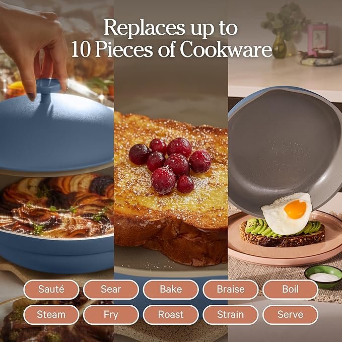 Tramontina All-in-One Plus Pan 5-Quart – Blue Ceramic Nonstick Multi-Use Cookware Set
