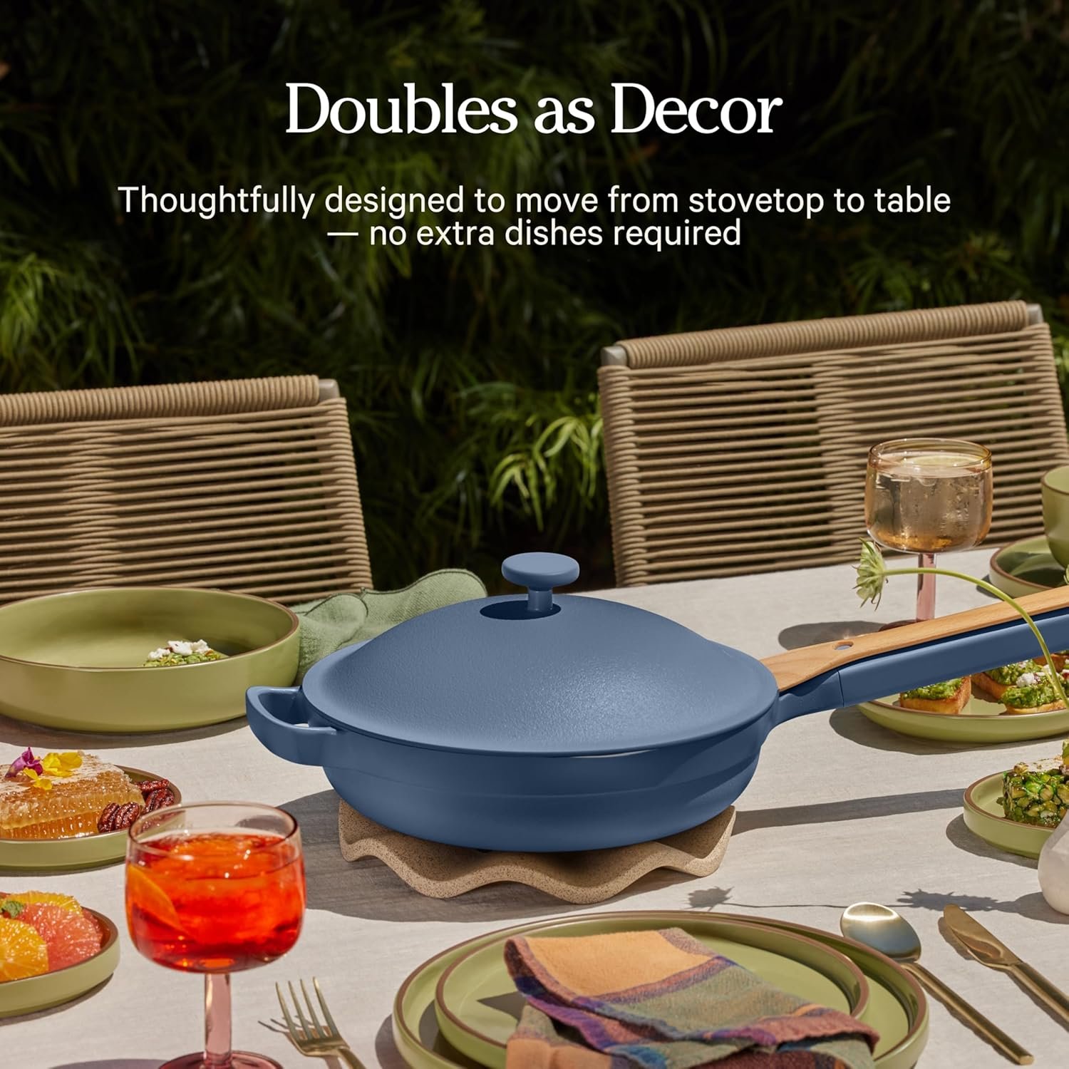 Tramontina All-in-One Plus Pan 5-Quart – Blue Ceramic Nonstick Multi-Use Cookware Set