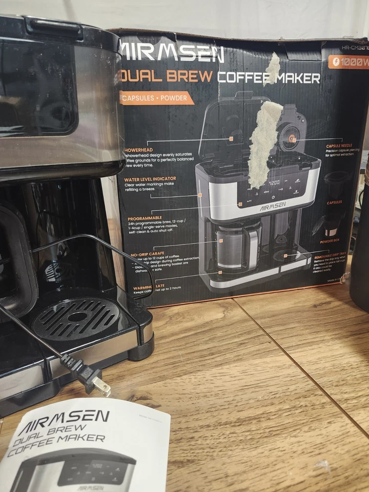 AIRMSEN 12-Cup Programmable Dual Coffee Maker K Cups Fast Brew Caraf