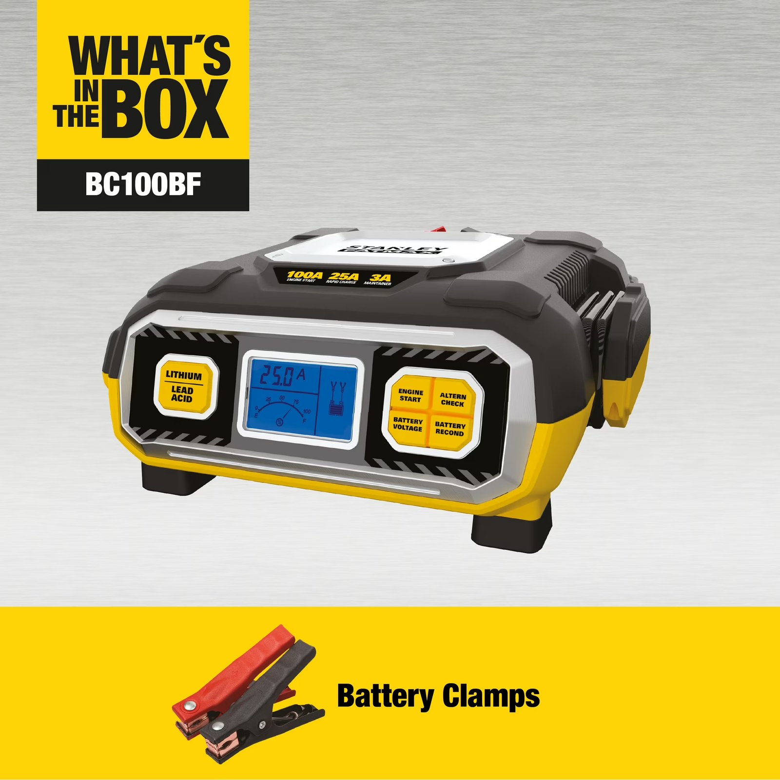 Stanley FatMax BC100BF Charger & Maintainer – 100 Amp Automotive Battery Charger