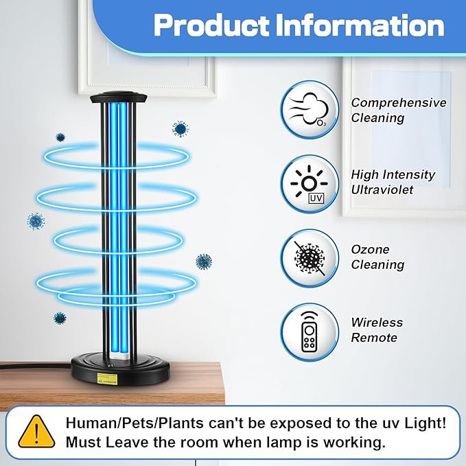 Home UV Disinfection Lamp 100W | Safe Sanitizer for Bedroom & Baby Room