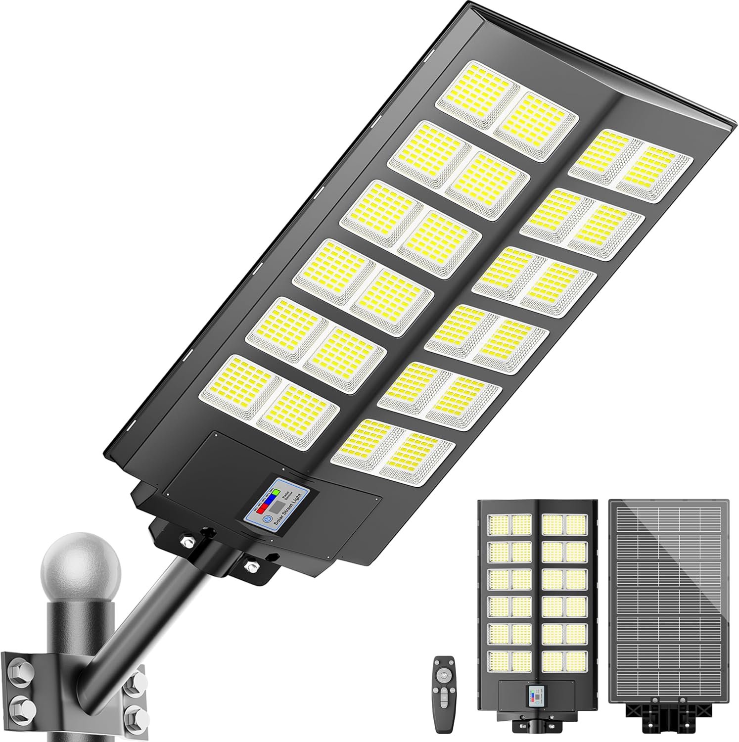 loyoele 9000W Solar Street Lights Outdoor 120000LM, Commercial Parking Lot Light 7000K, Solar Flood Outdoor Lights IP67 Waterproof with Motion Sensor for Road, Garden, Basketball Courts