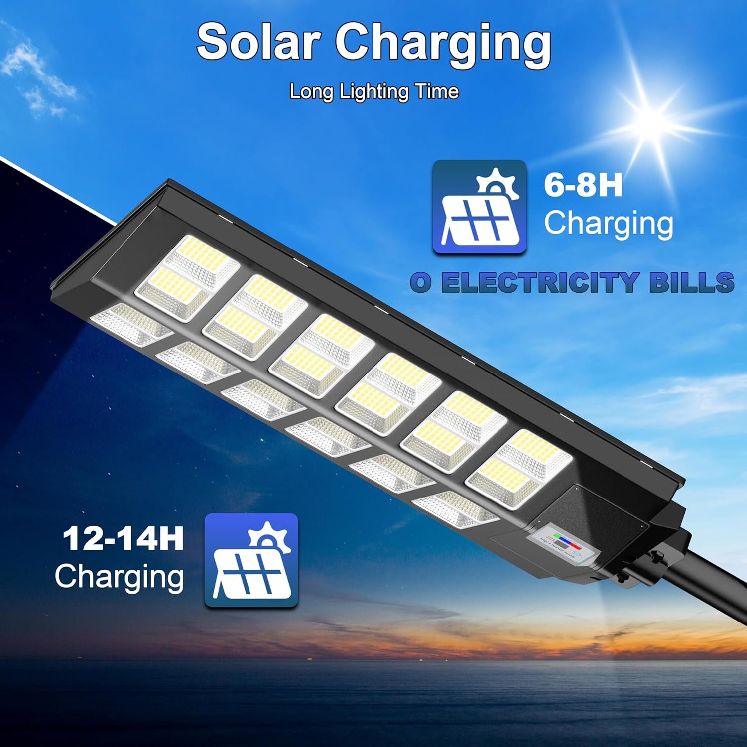 loyoele 9000W Solar Street Lights Outdoor 120000LM, Commercial Parking Lot Light 7000K, Solar Flood Outdoor Lights IP67 Waterproof with Motion Sensor for Road, Garden, Basketball Courts
