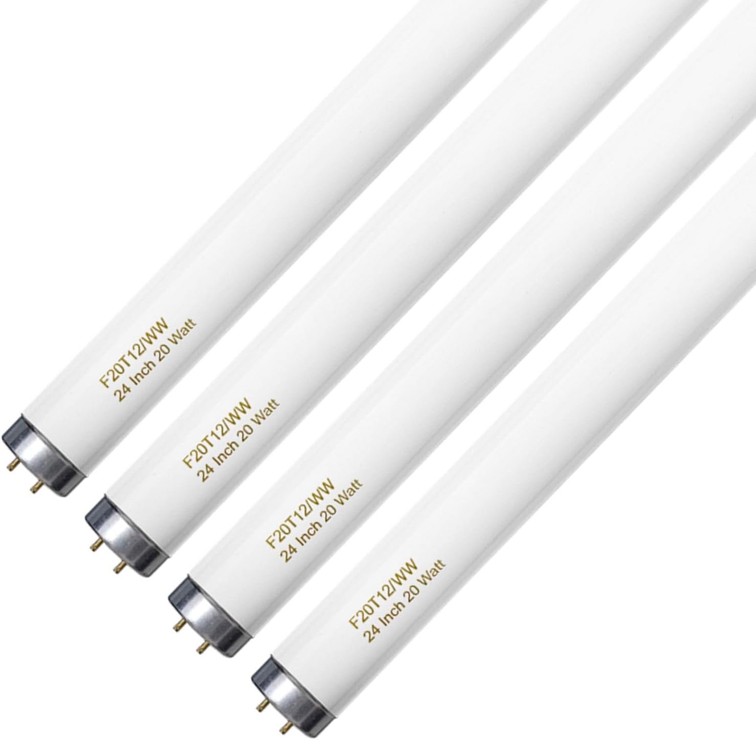 Konideke F20T12/WW 20 Watt Soft Warm White, T12 Fluorescent Tube Light Bulb 20W 24 Inch, 2Ft F20T12/DSW/RP Replacement for F20T12 F20T12KB/ECO/RVL F20T12KB/ECO F20T12/SPX30 1250Lm G13 4 Count