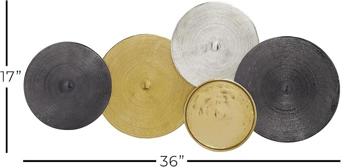 Deco 79 Aluminum Metal Plate Home Wall Decor Radial Wall Sculpture, Wall Art 35 x 4 x 17, Multi Colored
