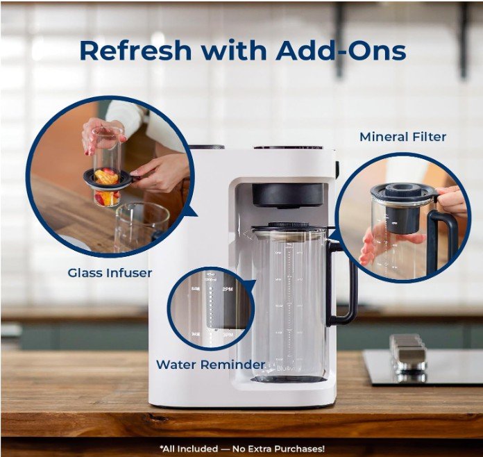 Bluevua RO100ROPOT-Lite Countertop Reverse Osmosis Water Filter System, 31 Pure to Drain Ratio, Portable RO Filtration with Remineralization, No Installation, WQA Certified, 7-Stage UV White