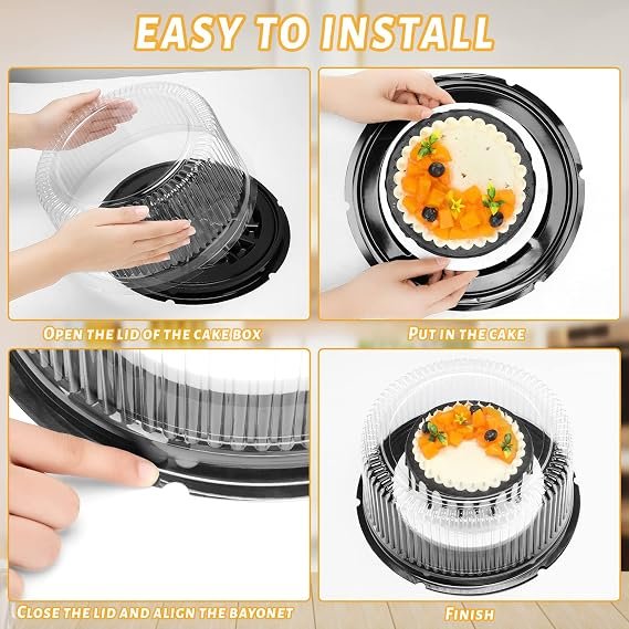 Zopeal 20 Pack 10 Clear Plastic Cake Stand Containers with Dome Lids Round Transparent PET Cake Carrier Holder for Birthday Party Display