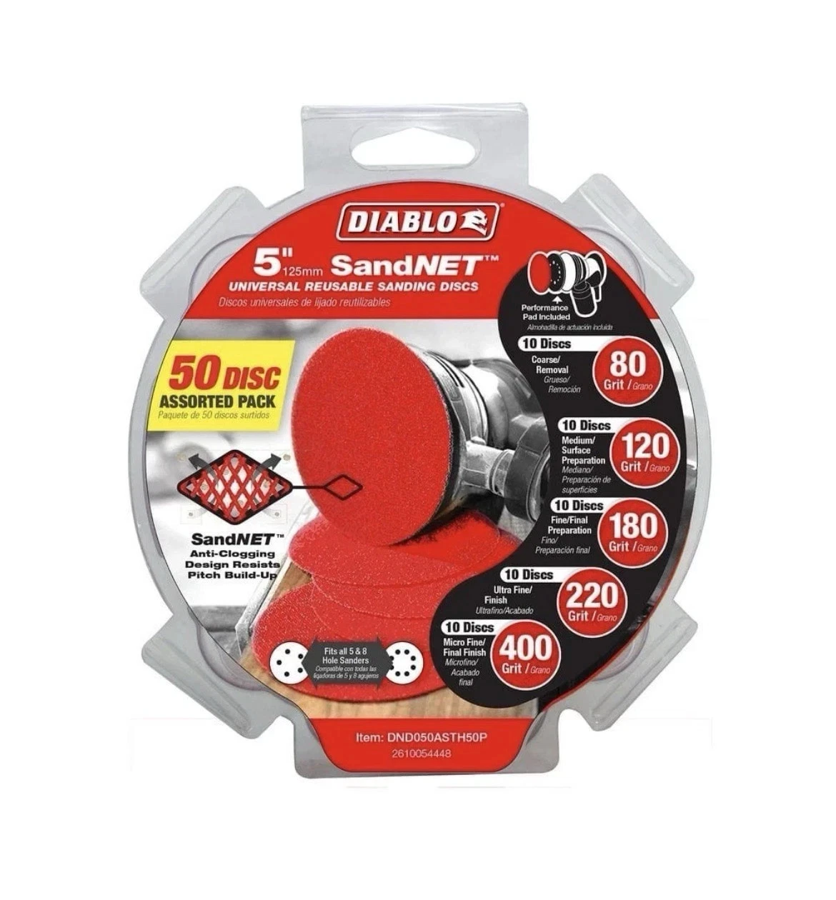 DIABLO 5 in. 400-Grit SandNET Sanding Discs with Connection Pad