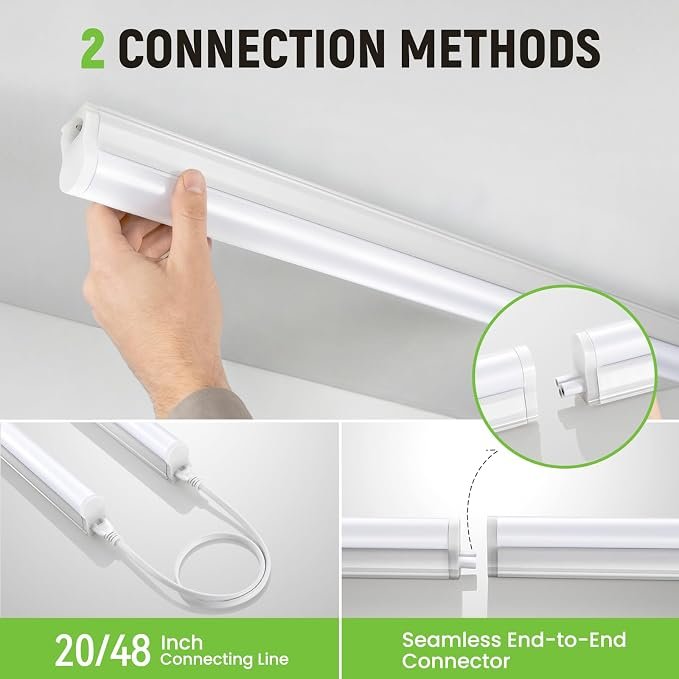 Pak 3FT LED Shop Lights, T5 SE LED Integrated Fixture, 6500K, 16W Linkable Shop Light, Energy Efficient Ceiling and Under Cabinet Lighting for Garage, Workshop, Basement, FCC Certified, 6 Pack