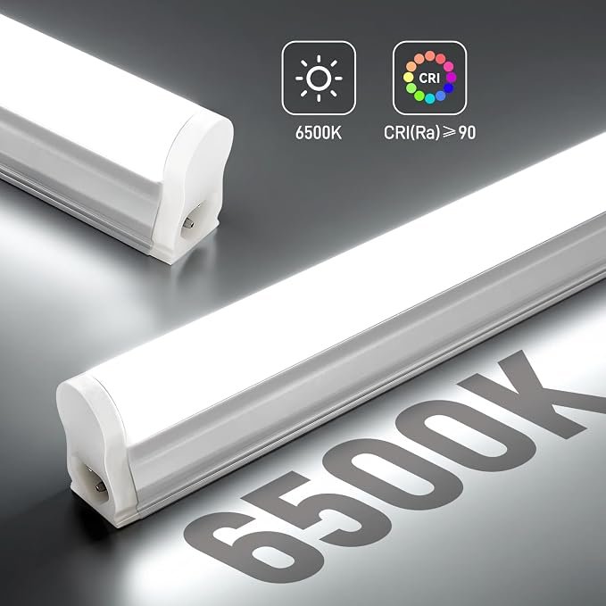 Pak 3FT LED Shop Lights, T5 SE LED Integrated Fixture, 6500K, 16W Linkable Shop Light, Energy Efficient Ceiling and Under Cabinet Lighting for Garage, Workshop, Basement, FCC Certified, 6 Pack