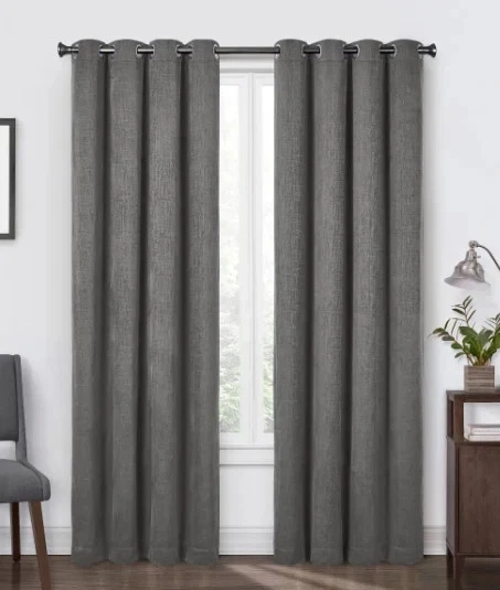 SUN+BLK Buckingham Chenille Total Blackout Curtain Panel Pair