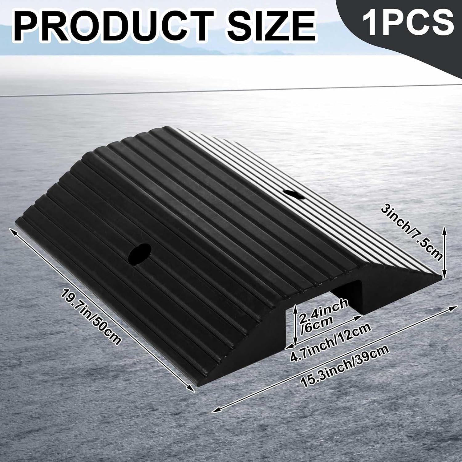 Rubber Ramps for Door Threshold 19.7 x 15.3 x 3 Inches Wheelchair Ramp Non Slip for Home Doorways, Suitable for Thresholds Under 2.4 Inches in Height for Get in and Out of Houses, 600 Lbs Capacity