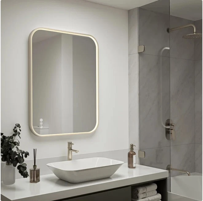 Artika Royce LED Wall Mirror with Integrated Defogger – Brushed Gold