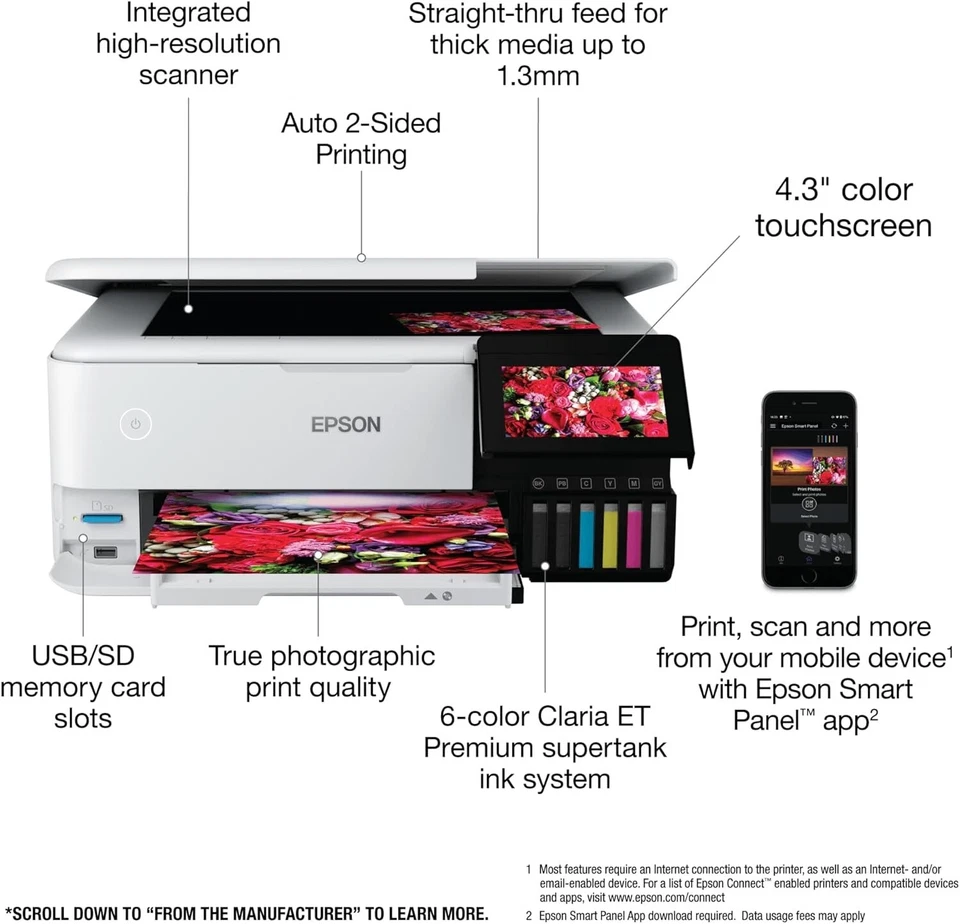 Epson - EcoTank Photo ET-8500 Wireless Color All-in-One Supertank Printer