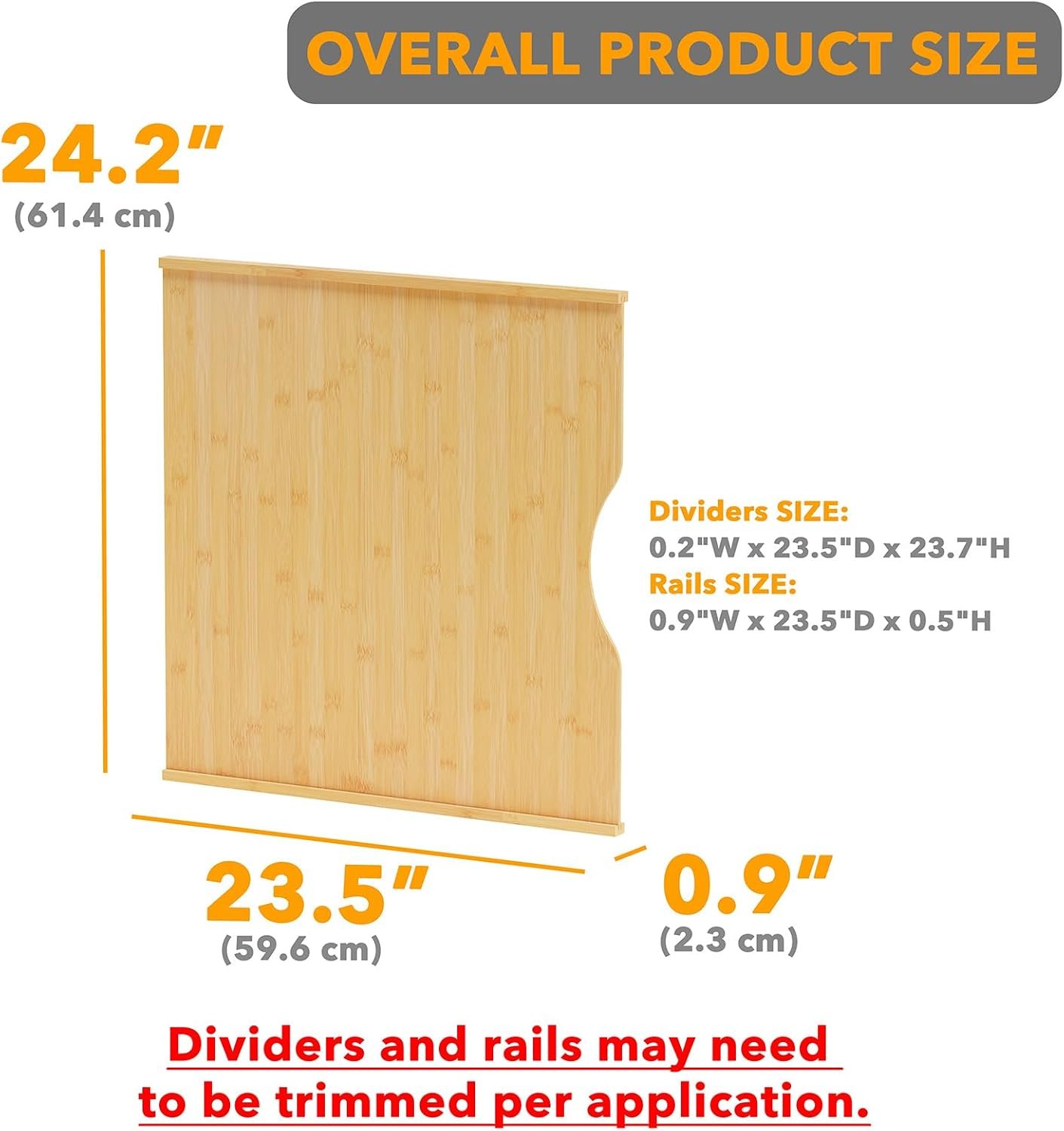 SpaceAid 6 Pack Tray Dividers for Cabinets, Bamboo Kitchen Cookie Baking Sheet Organizer for Cabinet, Vertical Pan and Trays Organizers for Pantry Storage