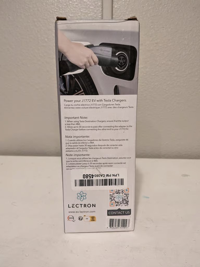 Lectron Tesla to J1772 Adapter, Electric Vehicle Charging, Max 48A & 250V