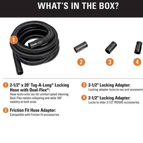 RIDGID 2-1/2 in. x 20 ft. Dual-Flex Tug-A-Long Locking Hose (Model LA2522)