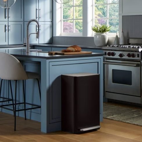 Kohler 47L Step Trash Can black stainless steel