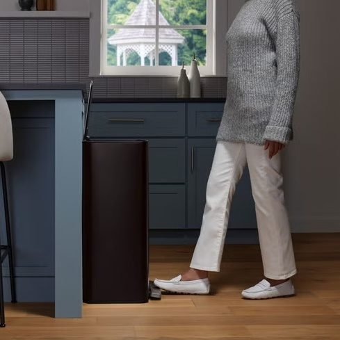Kohler 47L Step Trash Can black stainless steel