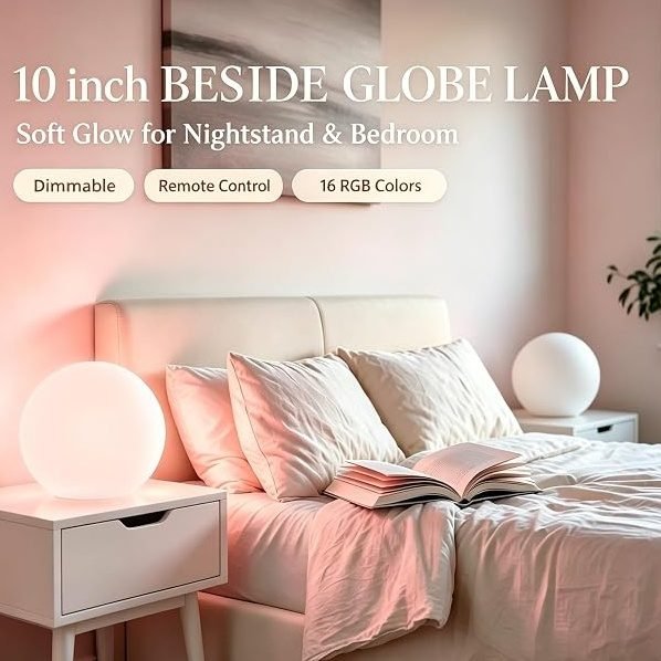 COPU 10 inch Rechargeable LED Ball Light, Dimmable LED Globe Light wRemote, 16 RGB Colors Changing LEDs Globe Mood Lights, IP65 Waterproof Floor Lamp for Backyard Patio Garden Wedding Party Home