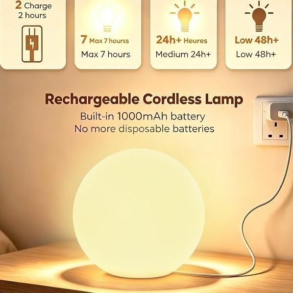 COPU 10 inch Rechargeable LED Ball Light, Dimmable LED Globe Light wRemote, 16 RGB Colors Changing LEDs Globe Mood Lights, IP65 Waterproof Floor Lamp for Backyard Patio Garden Wedding Party Home