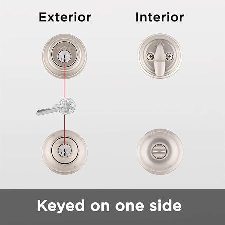 Kwikset Juno Satin Nickel Exterior Entry Door Knob and Single Cylinder Deadbolt Combo Pack Featuring SmartKey Security