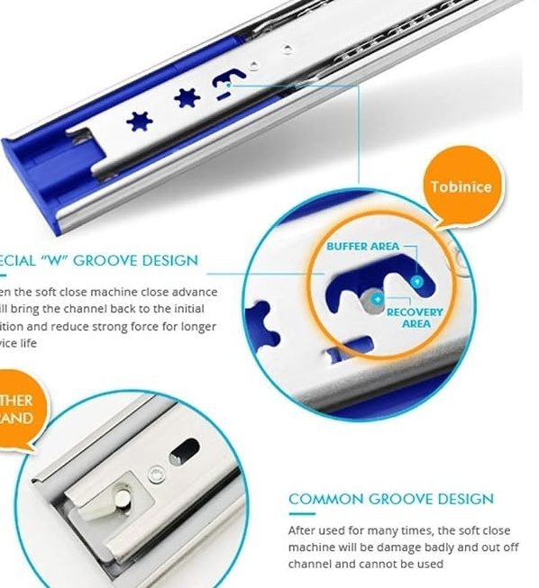 Ubisin 10 Pairs Soft Close Drawer Slides 22 Inch Side Mount Full Extension Dresser Rails Heavy Duty Ball Bearing Kitchen Cabinet Drawer Glides Tool Box Trash Can Runners 100 LB Capacity