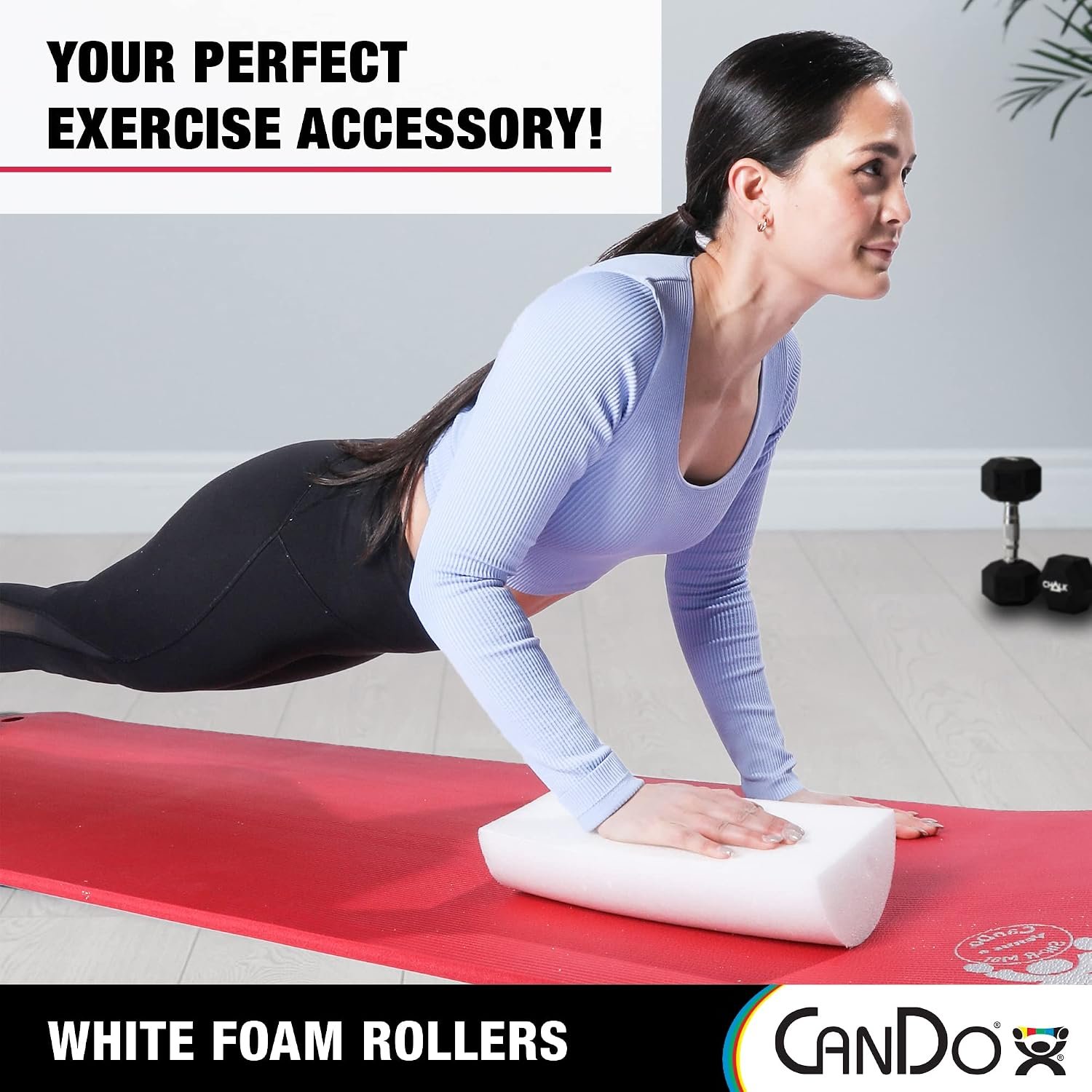 CanDo White PE Foam Rollers for Exercise, Finess, Muscle Restoration, Massage Therapy, Sport Recovery and Physical Therapy for Home, Clinics, Professional Therapy Round 4