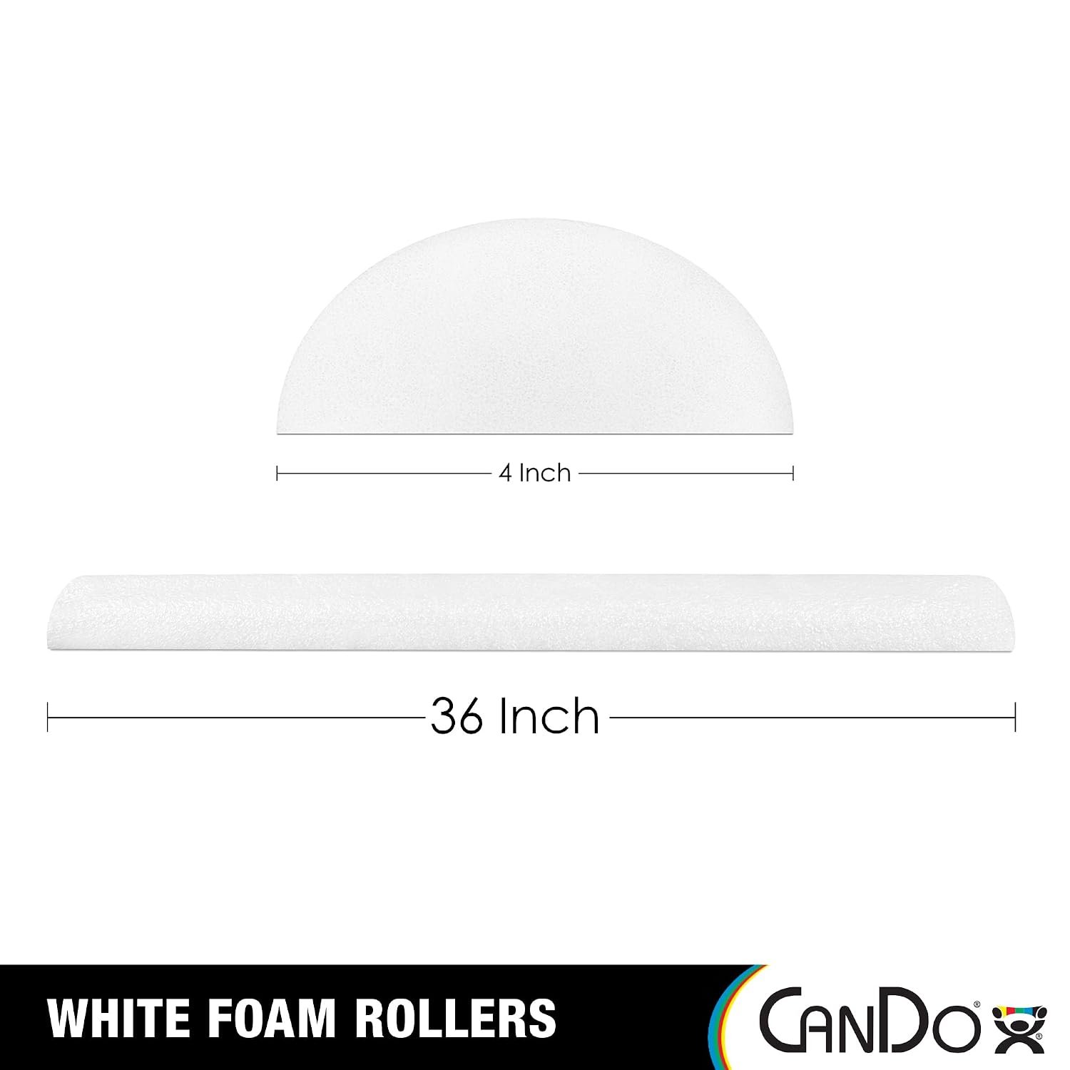 CanDo White PE Foam Rollers for Exercise, Finess, Muscle Restoration, Massage Therapy, Sport Recovery and Physical Therapy for Home, Clinics, Professional Therapy Round 4
