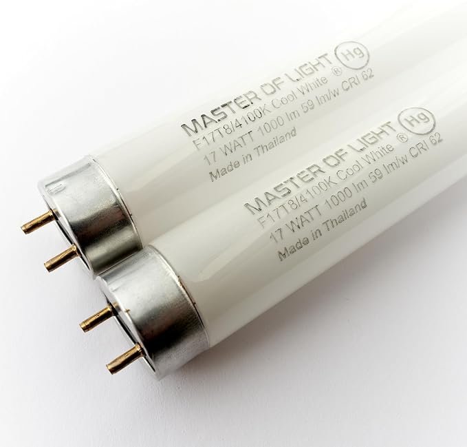 F17T8CW (2 Pack) 24 Fluorescent Tube Light Bulb Cool White 4100K T8 17 Watt 17W Replaces F17T8 F17T8841 F17T8SP41ECO F17T8SPX41ECO FO17841 F17T8741 F17T8CWECO F17T8TL841Alto F17T8TL741