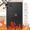 25.6" Tall Fireproof Wall Safes Between the Studs 16" Centers, Hidden Wall Safe with 2 Removable Shelf & Hidden Tray, Heavy Duty Wall Mount Safe for Money, Jewelry, Passport, Valuables(White)
