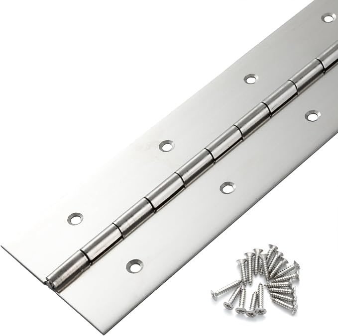 Marine Grade Heavy Duty Piano Hinge 48 Inch x 2 Inch Width, True 0.060'' Thick Stainless Steel Piano Hinge for Heavy Duty Cabinet, Door, Toolbox, Metal Plate, Furniture, Industrial Project