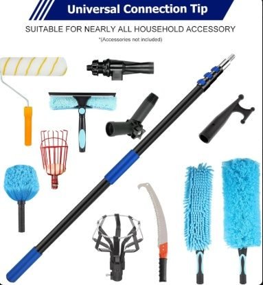 Telescopic Pole, 12FT Telescopic Extension Pole, 3-12FT Multi-Purpose Extension Pole with Twist-on Metal Tip, Sturdy Universal Extendable Pole, Best Paint Roller Extension Pole for Cleaning, Painting