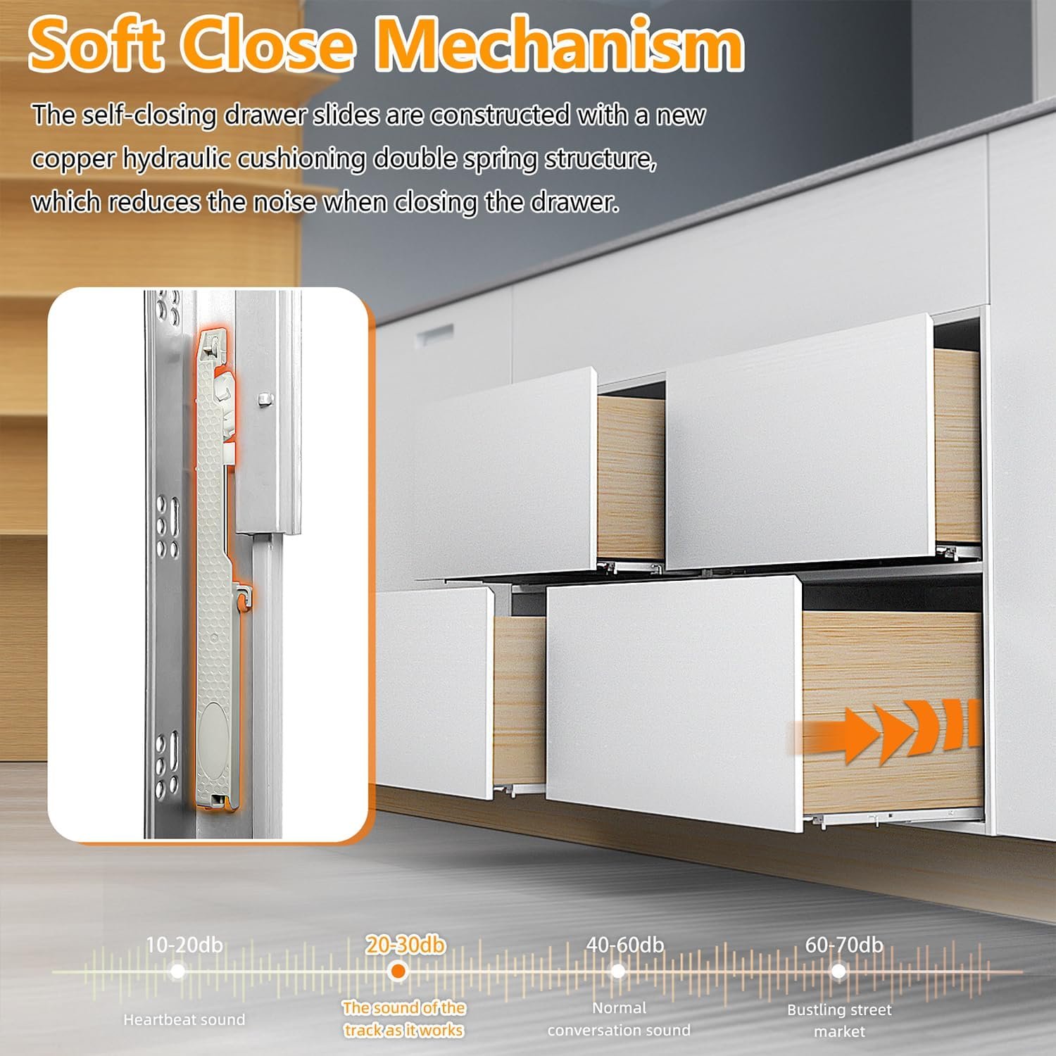 BAIDICE Soft Close Bottom Mount Drawer Slides 24 Inch Rails with Rear mounting Bracket Locking Devices Screws for Face Frame Or Frameless Application（24 inch, 1 Pair）