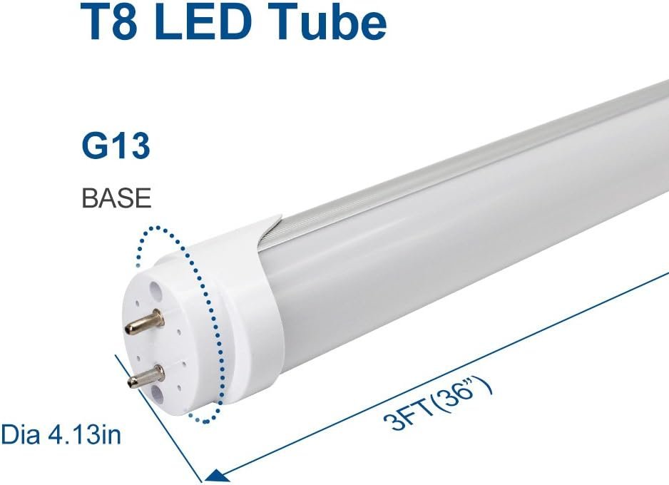 LightingWill LED T8 Light Tube 4FT, Warm White 3000K-3500K, Dual-End Powered Ballast Bypass, 2000Lumen 18W (40W Equivalent Fluorescent Replacement), Frosted Cover, AC85-265V Lighting Fixture, 4 Pack