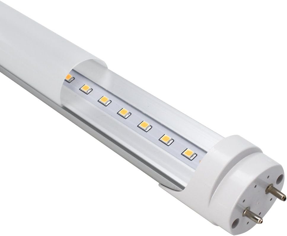 LightingWill LED T8 Light Tube 4FT, Warm White 3000K-3500K, Dual-End Powered Ballast Bypass, 2000Lumen 18W (40W Equivalent Fluorescent Replacement), Frosted Cover, AC85-265V Lighting Fixture, 4 Pack