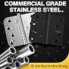 KOLET Ball Bearing Door Hinges, 4 x 4 Inches Door Hinges, 58'' Radius Corner Hinges, Heavy Duty Stainless Steel, Smooth and Quiet, Non Removable Pin, Brushed Nickel, 6 Pack