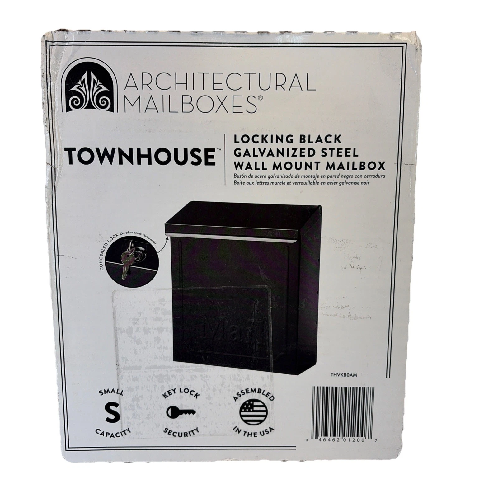 Architectural Mailboxes Townhouse Black, Medium, Galvanized Steel, Locking, Vertical, Wall Mount Mailbox