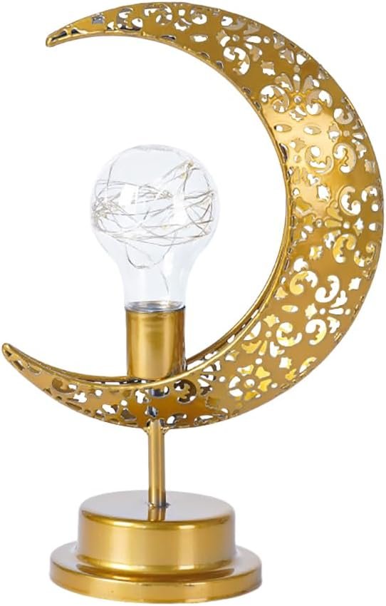 DoubleFill Eid Mubarak Ramadan Crescent Moon Star Light 27.56 x 20.67 Inches LED Wooden Ramadan Mubarak Decoration Eid Gift for Home Bedroom Floor Yard Lawn Islamic Outdoor Decor(Classic)