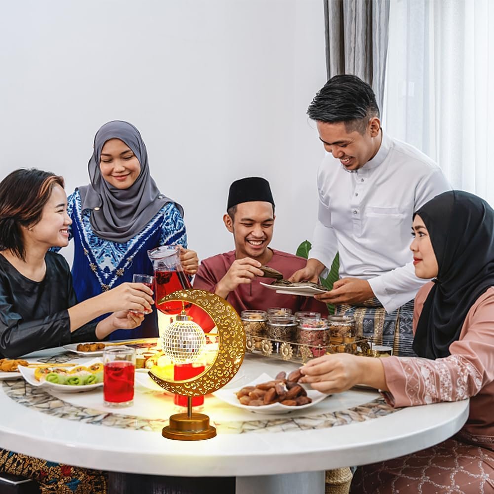 DoubleFill Eid Mubarak Ramadan Crescent Moon Star Light 27.56 x 20.67 Inches LED Wooden Ramadan Mubarak Decoration Eid Gift for Home Bedroom Floor Yard Lawn Islamic Outdoor Decor(Classic)