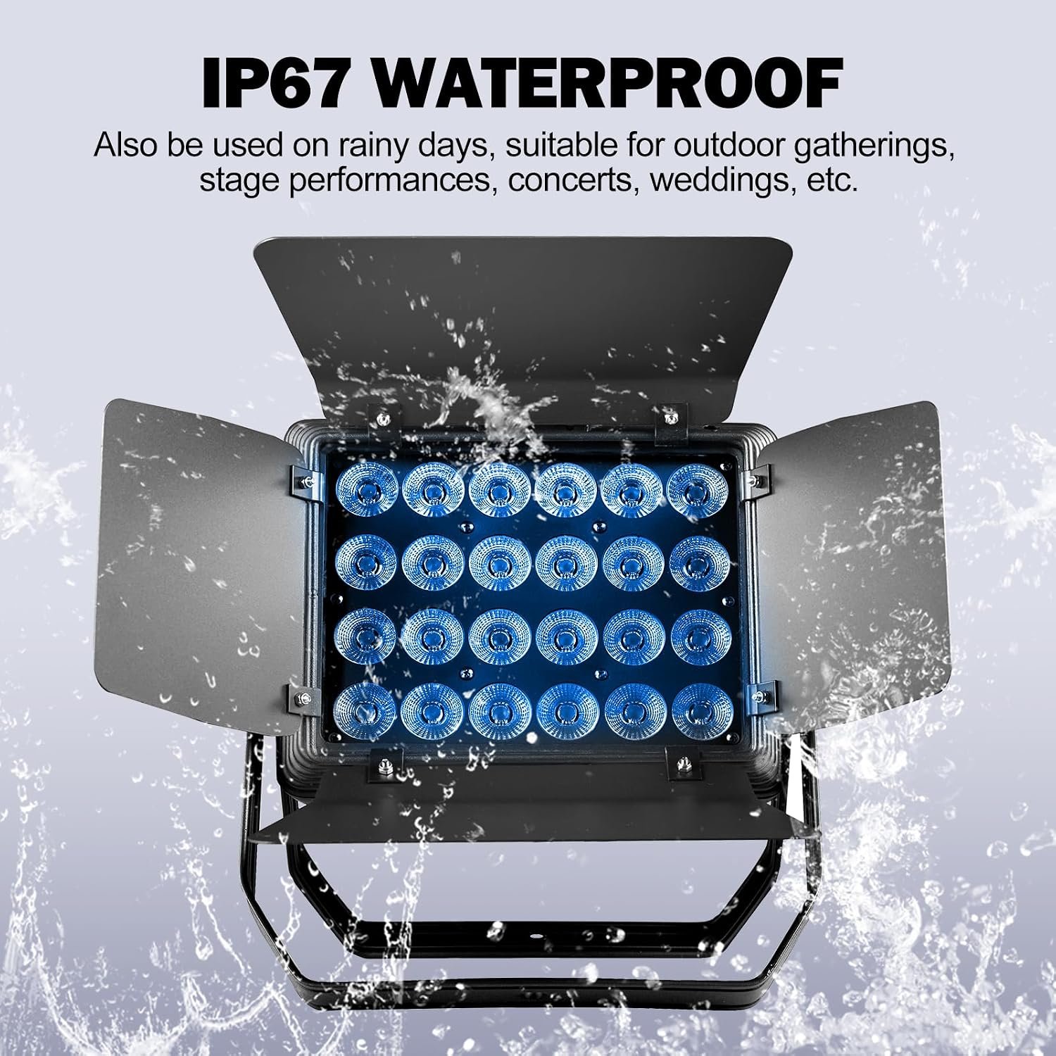 XFALIGHTS Par Light 300W LED Stage Lights IP65 Waterproof Outdoor RGBWAUV 6in1 Uplights DMX512 Strobe Wash Light Sound Activated for Outdoor Show Christmas Party Wedding
